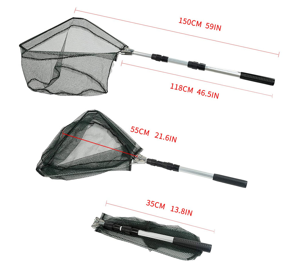 Retractable Fishing Net Telescoping Foldable Landing Net Pole Folding